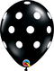 11" Qualatex Onyx Black & White Big Polka Dots Latex Balloons | 50 Count