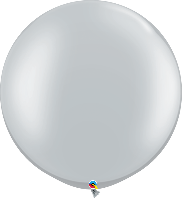 30" Qualatex Round Silver Latex Balloons | 2 Count