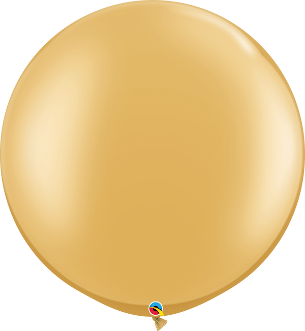 30" Qualatex Round Gold Latex Balloons | 2 Count