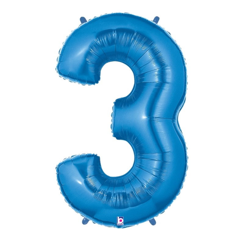 34" Betallic Blue Number Foil Balloon - Megaloons | Numbers 0 - 9