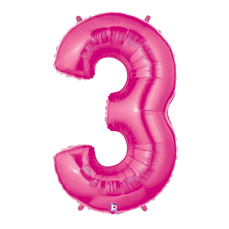 34" Betallic Hot Pink Number Megaloons Foil Balloon | Numbers 0-9