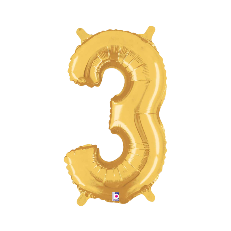 14" Betallic Gold Number Megaloon Air-Fill Foil Balloon | Numbers 0-9