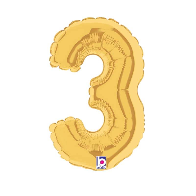 7" Betallic Gold Number Megaloons Foil Air-Fill Balloon | Numbers 0-9