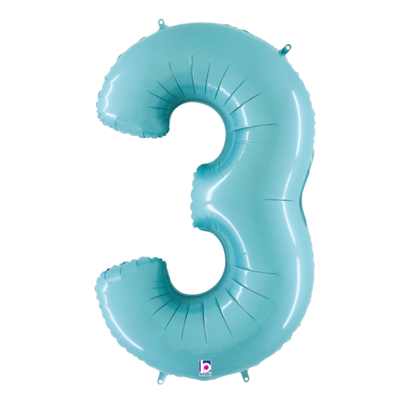 Globos con números de lámina azul pastel de 34" - Megaloons | Números 0-9