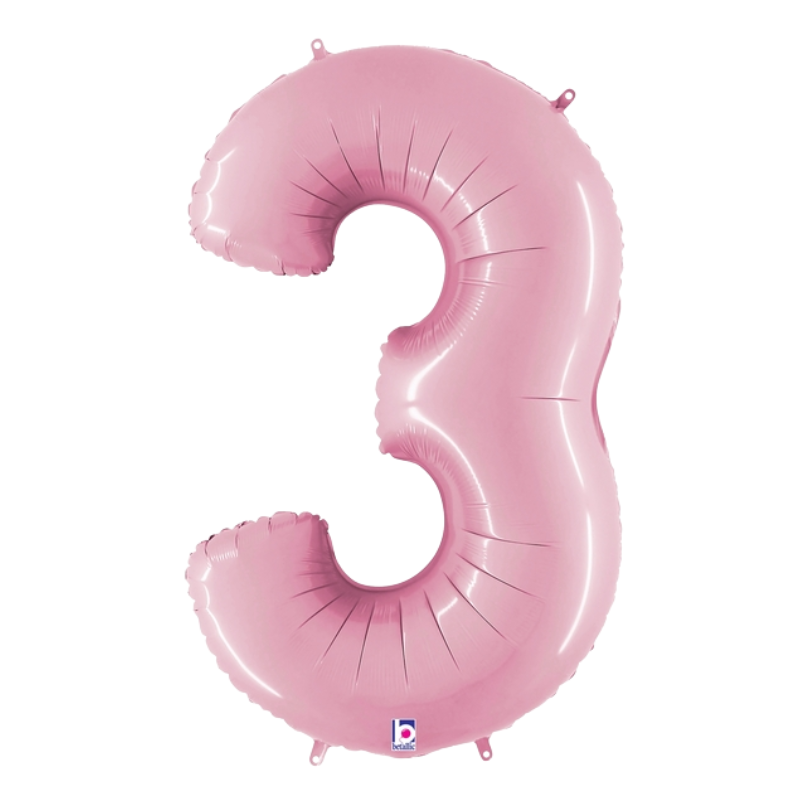 34" Betallic Pastel Pink Number Megaloons Foil Balloon | Numbers 0-9
