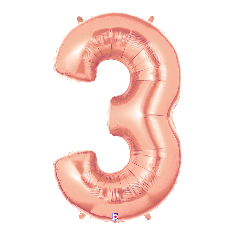 34" Betallic Rose Gold Number Megaloons Foil Balloon | Numbers 0-9