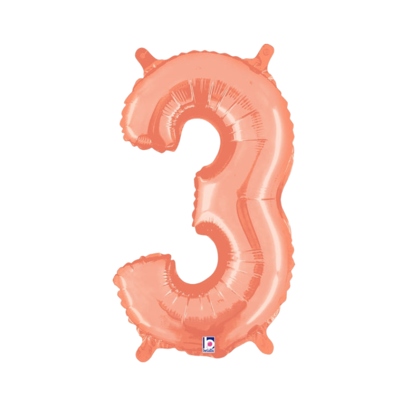 Globos con números de oro rosa de 14" | 34" - Megaloons | 2 tamaños disponibles - Números 0-9