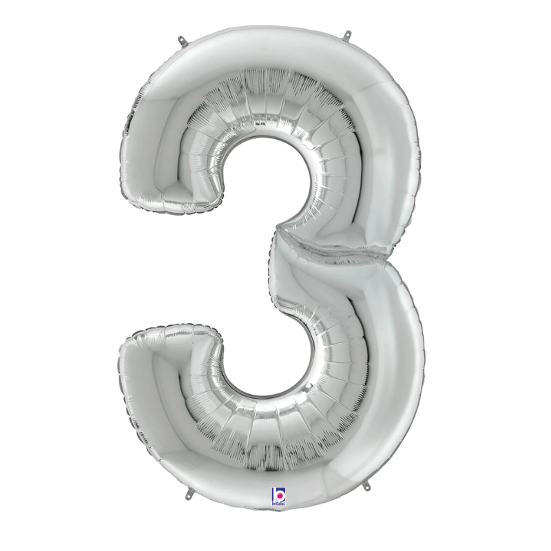 53" Betallic Silver Number Gigaloons Foil Balloon | Numbers 0-9 - Four Feet Tall!