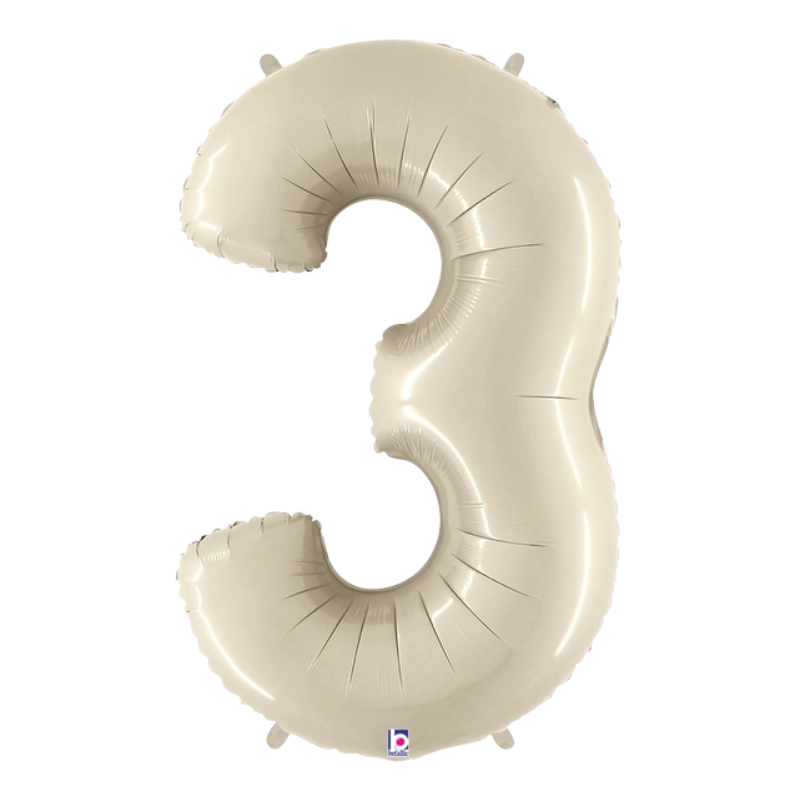 Globos con números de lámina de arena blanca de 34" - Megaloons | Números 0-9