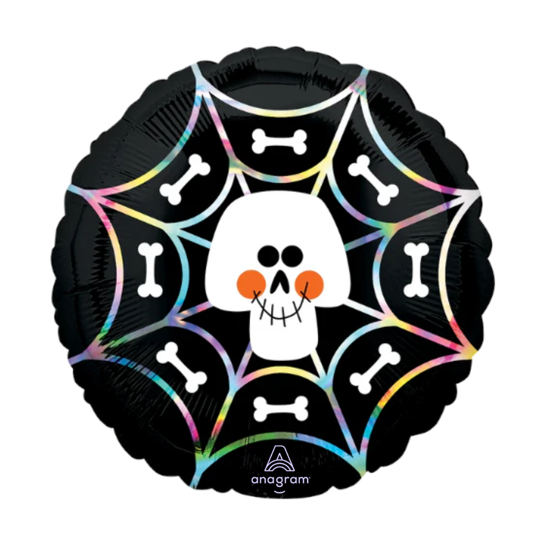 18" Anagram Iridescent Skull Web Foil Balloon (P13) | Buy 5 Or More Save 20%