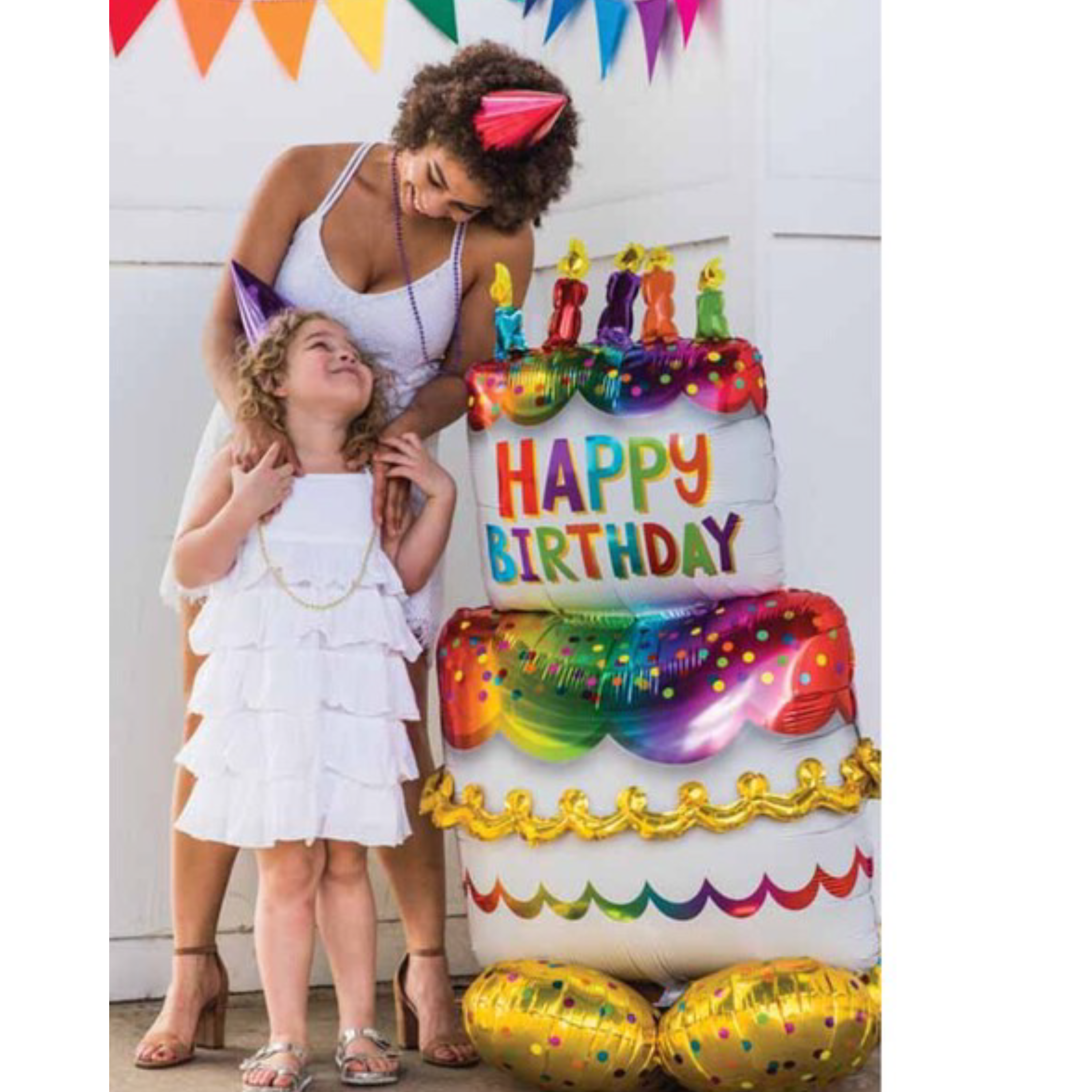 53" Anagram Birthday Cake Airloonz Foil Balloon | Stands Over 4 Feet Tall - No Helium Required!