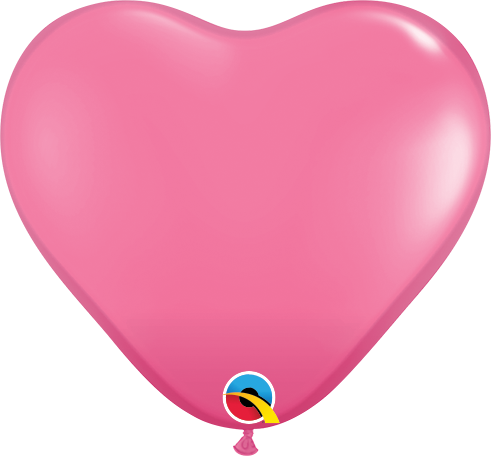 6" Qualatex Rose Heart Latex Balloons | 100 Count