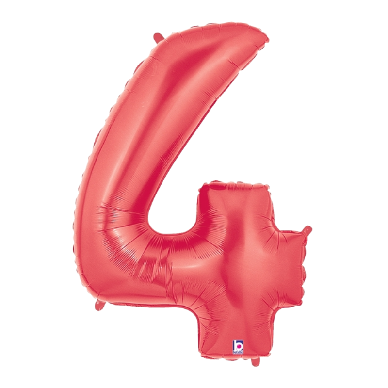 34" Betallic Red Number Megaloons Foil Balloon | Numbers 0-9