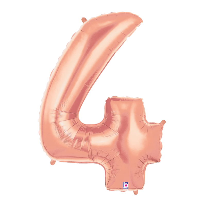 34" Betallic Rose Gold Number Megaloons Foil Balloon | Numbers 0-9