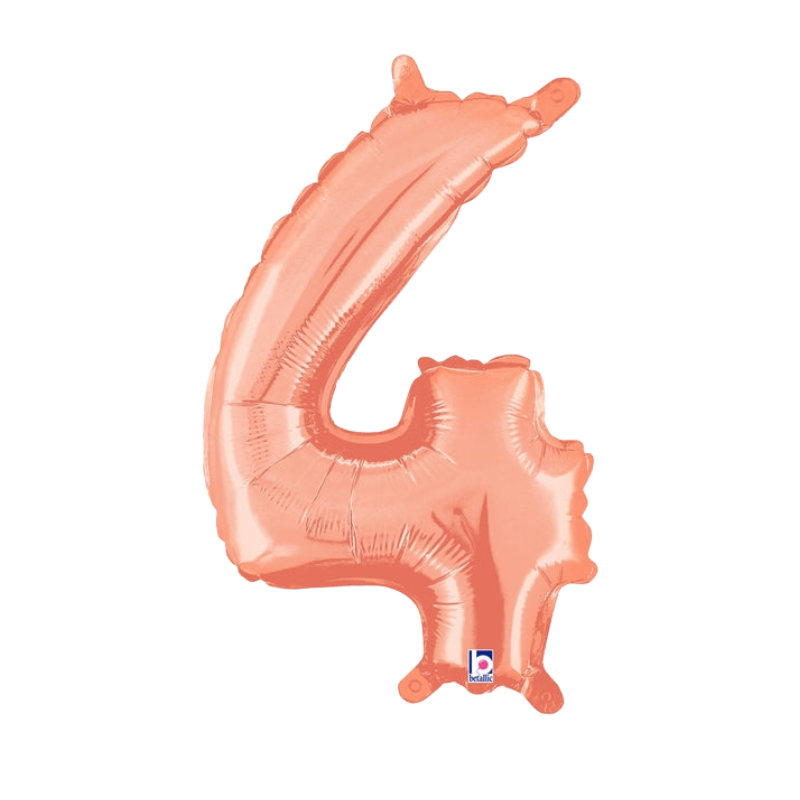 Globos con números de oro rosa de 14" | 34" - Megaloons | 2 tamaños disponibles - Números 0-9