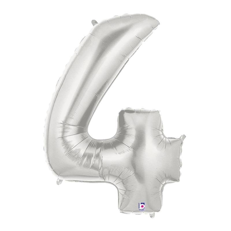 34" Betallic Silver Number Megaloons Foil Balloon | Numbers 0-9