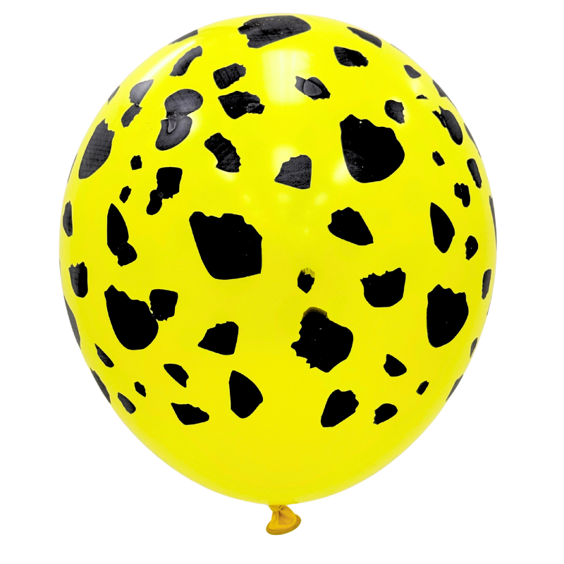12" Elitex Yellow/Black Cheetah Printed Round Latex Balloons | 10 Count
