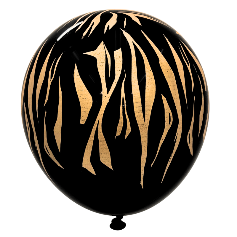 12" Elitex Black/Gold Tiger Print Round Latex Balloons | 10 Count