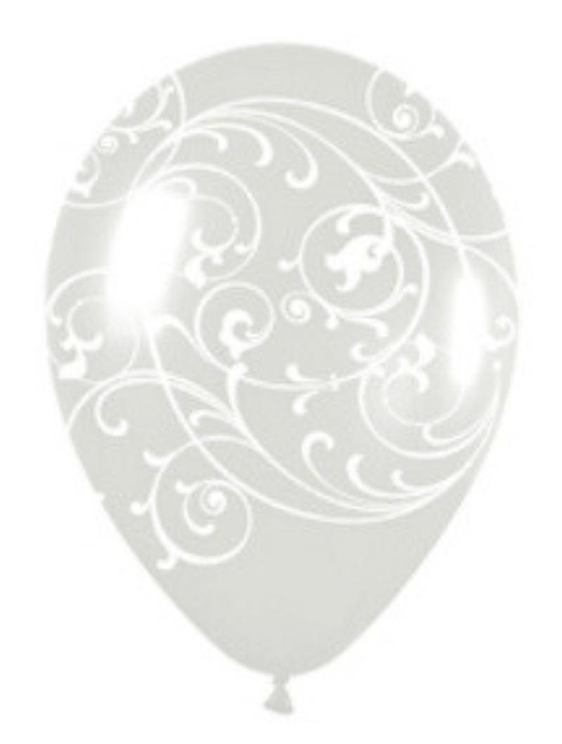 5" Sempertex Pearl White Filigree Latex Balloons | 100 Count-  Dropship (Shipped By Betallic)