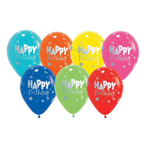 11" Sempertex Happy Birthday Fantasy Latex Balloons | 50 Count