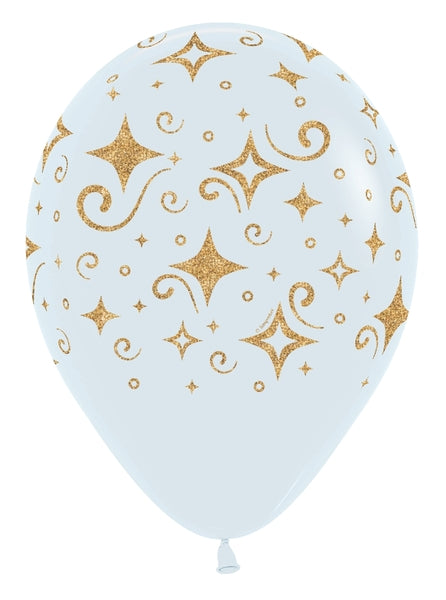 11" Sempertex White Golden Diamonds Latex Balloons | 50 Count-Dropship (Shipped By Betallic)