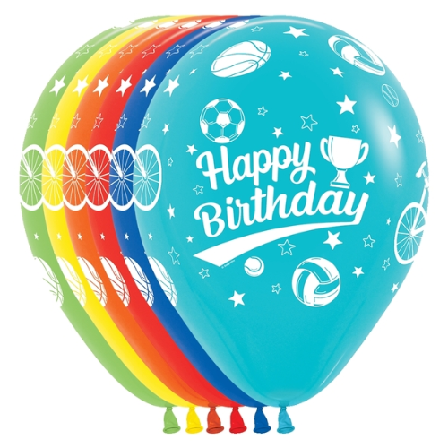 11" Happy Birthday Sports Sempertex latex Balloons | 50 Countv- Dropship (Shipped By Betallic)