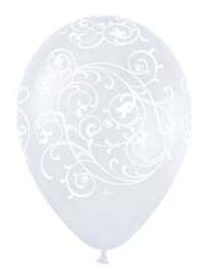 11" Sempertex Crystal Clear Filigree Latex Balloons | 50 Count