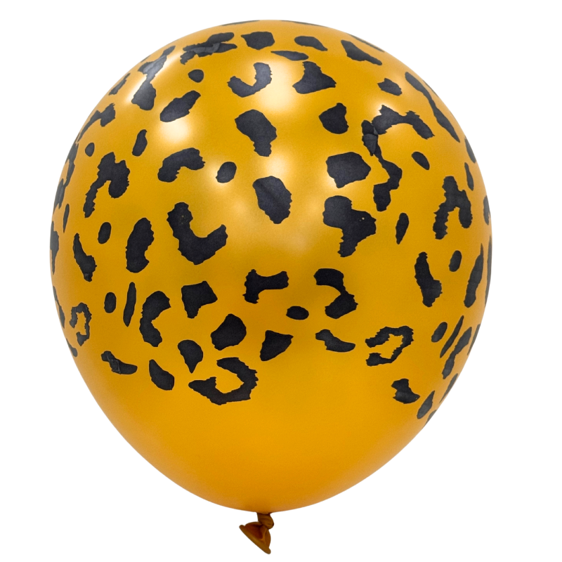 12" Elitex Pearl Gold/Black Leopard Print Round Latex Balloons | 10 Count