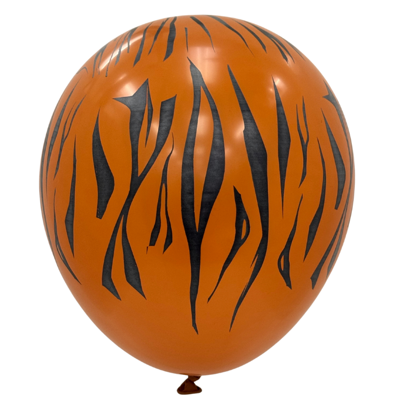 12" Elitex Teak Brown/Black Tiger Print Round Latex Balloons | 10 Count