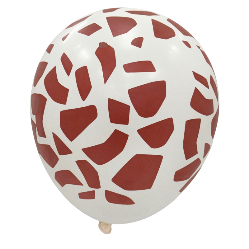 12" Elitex White/Teak Brown Giraffe Printed Round Latex Balloons | 10 Count