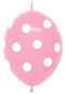 12" Sempertex Fashion Bubble Gum Pink Polka Dots Link-O-Loon Latex Balloons | 50 Count