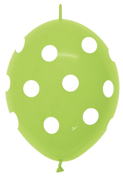 12" Sempertex Deluxe Key Lime Polka Dots Link-O-Loon Latex Balloons | 50 Count