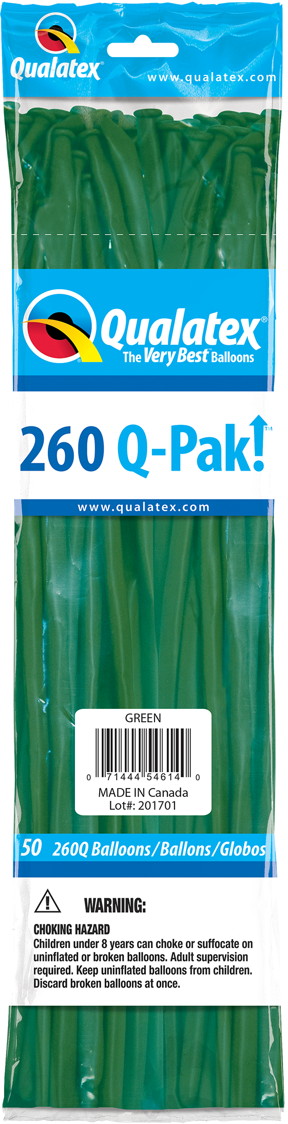 260 Q-Pak  Qualatex Green Twisting - Entertainer Latex Balloons | 50 Count