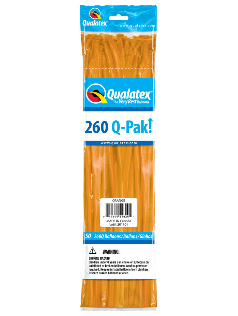 260 Q-Pak  Qualatex Orange Twisting - Entertainer Latex Balloons | 50 Count