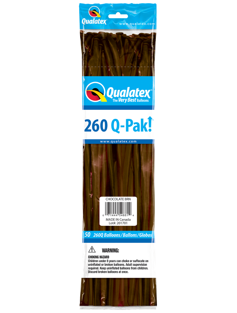260 Q-Pak  Qualatex Chocolate Brown Twisting - Entertainer Latex Balloons | 50 Count