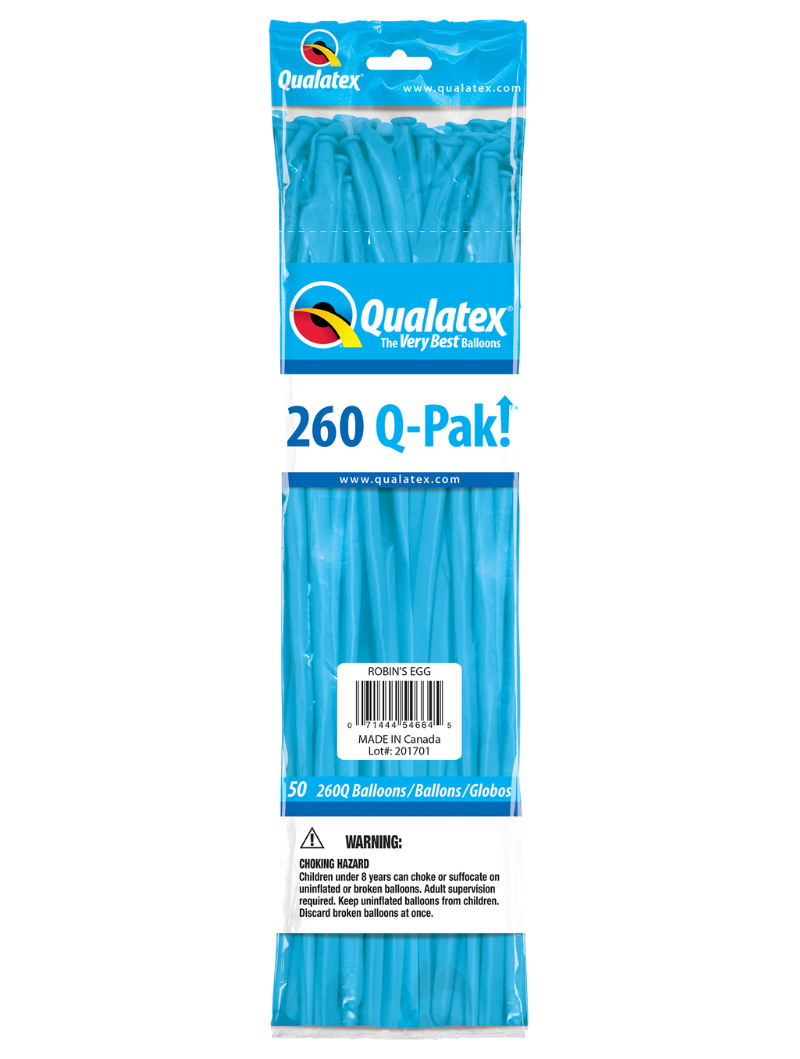 260 Q-Pak  Qualatex Robin's Egg Blue Twisting - Entertainer Latex Balloons | 50 Count