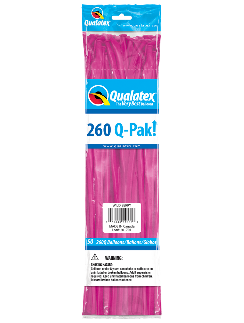 260 Q-Pak  Qualatex Wild Berry Twisting - Entertainer Latex Balloons | 50 Count