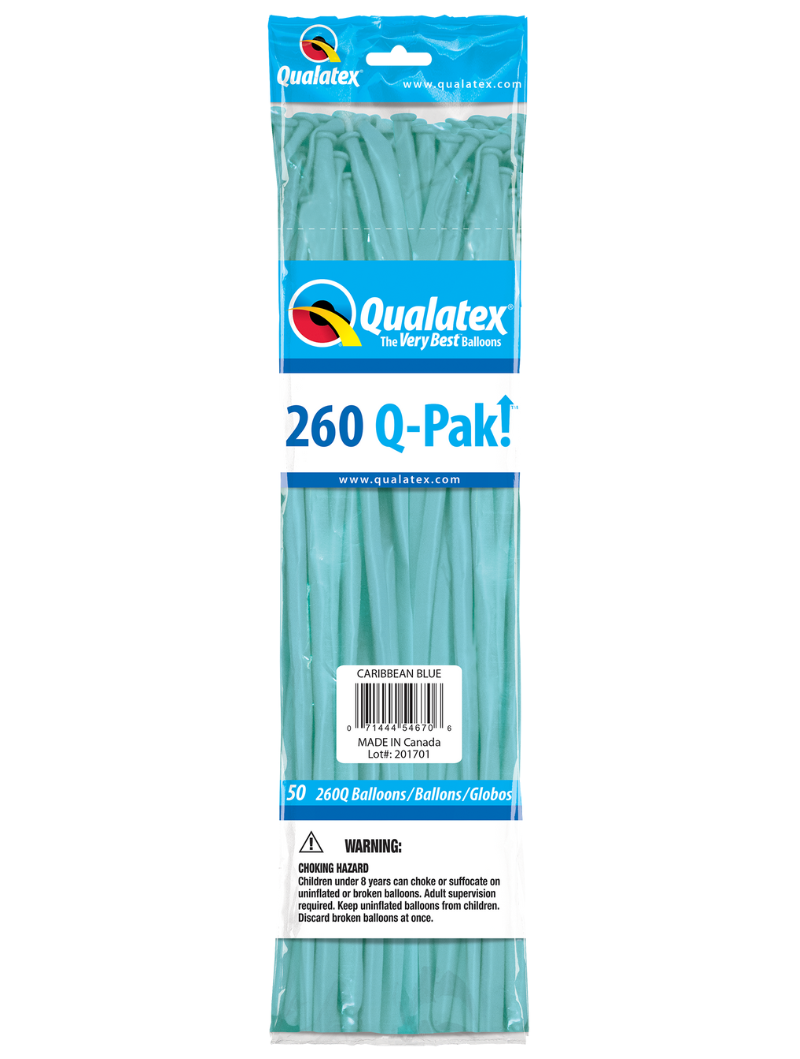 260 Q-Pak  Qualatex Caribbean Blue Twisting - Entertainer Latex Balloons | 50 Count