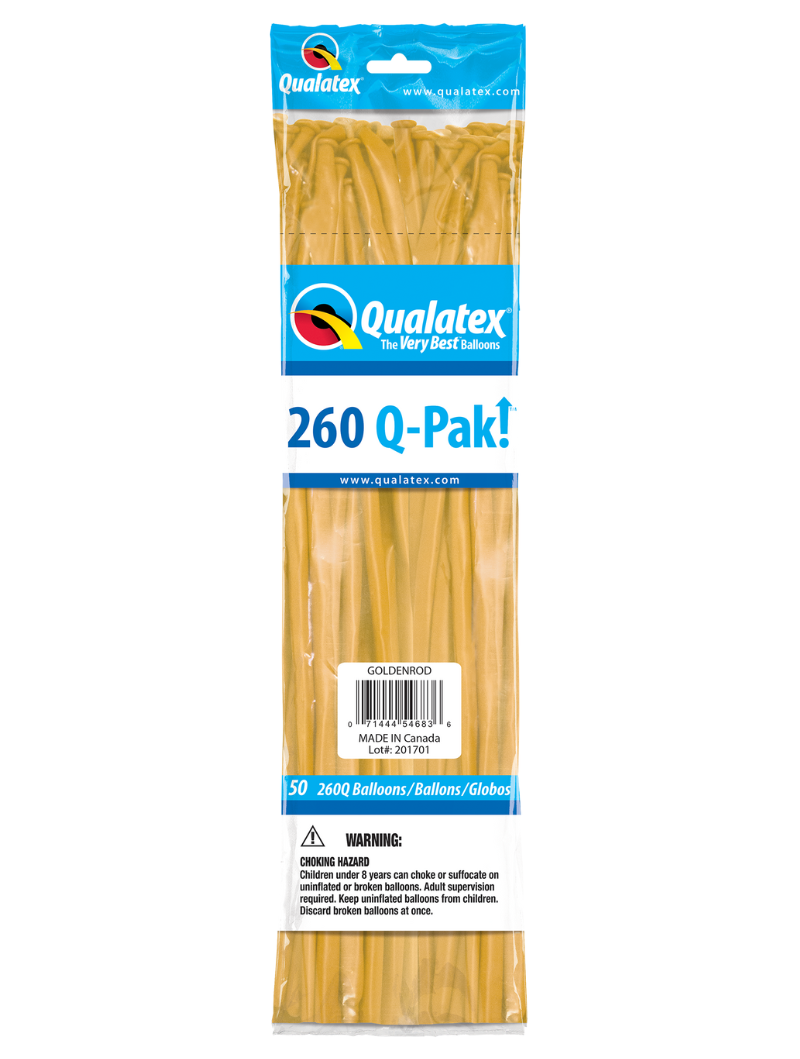 260 Q-Pak  Qualatex Goldenrod Twisting - Entertainer Latex Balloons | 50 Count