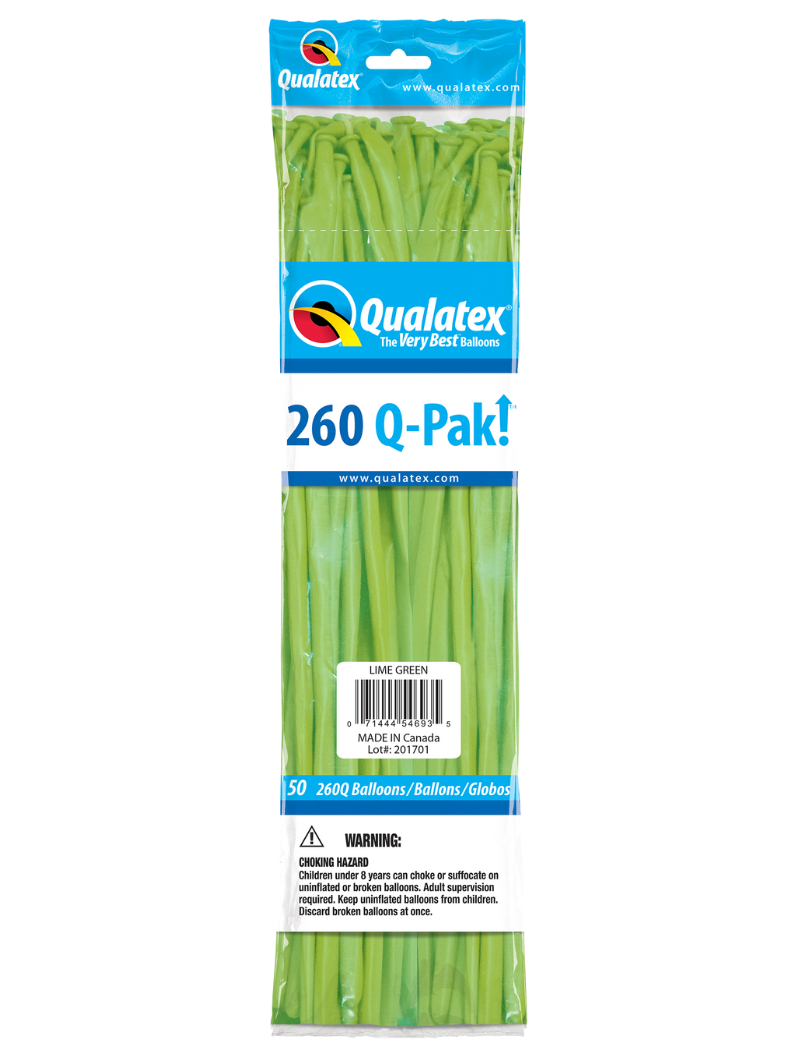 260 Q-Pak  Qualatex Lime Green Twisting - Entertainer Latex Balloons | 50 Count