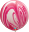 30" Qualatex Red & White SuperAgate Latex Balloons | 2 Count