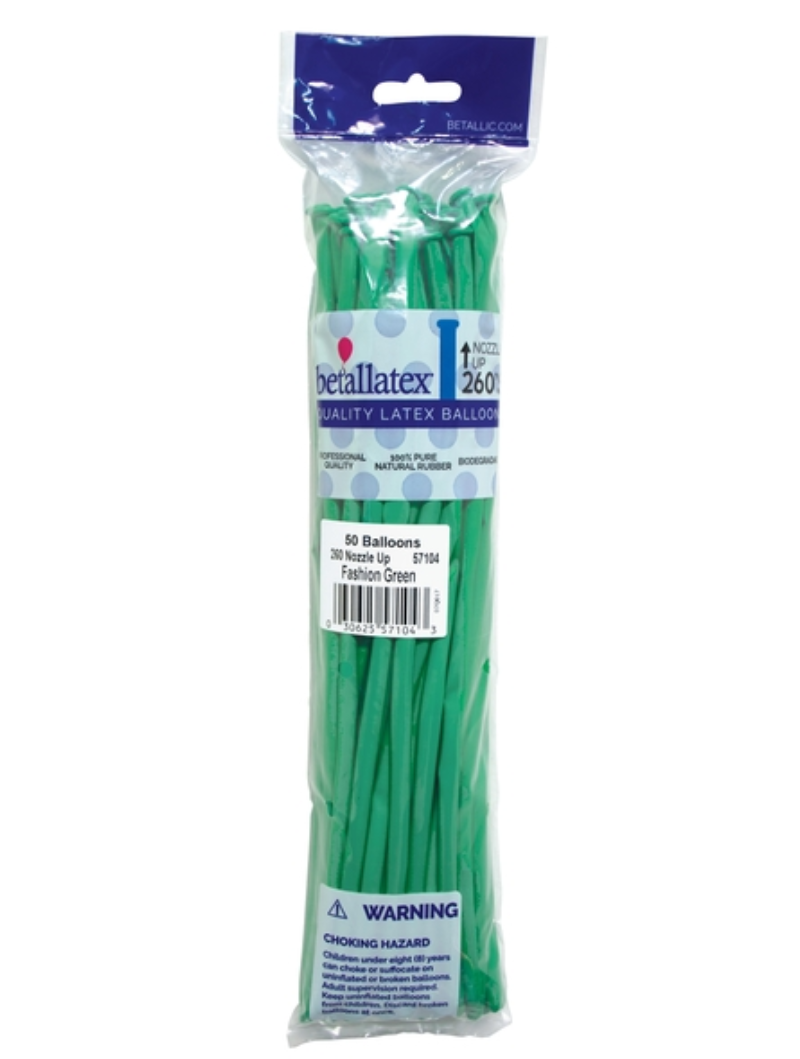 260 Nozzle Up Sempertex Fashion Green Twisting - Entertainer Latex Balloons | 50 Count