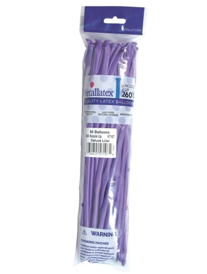260 Nozzle Up Sempertex Deluxe Lilac Twisting - Entertainer Latex Balloons | 50 Count