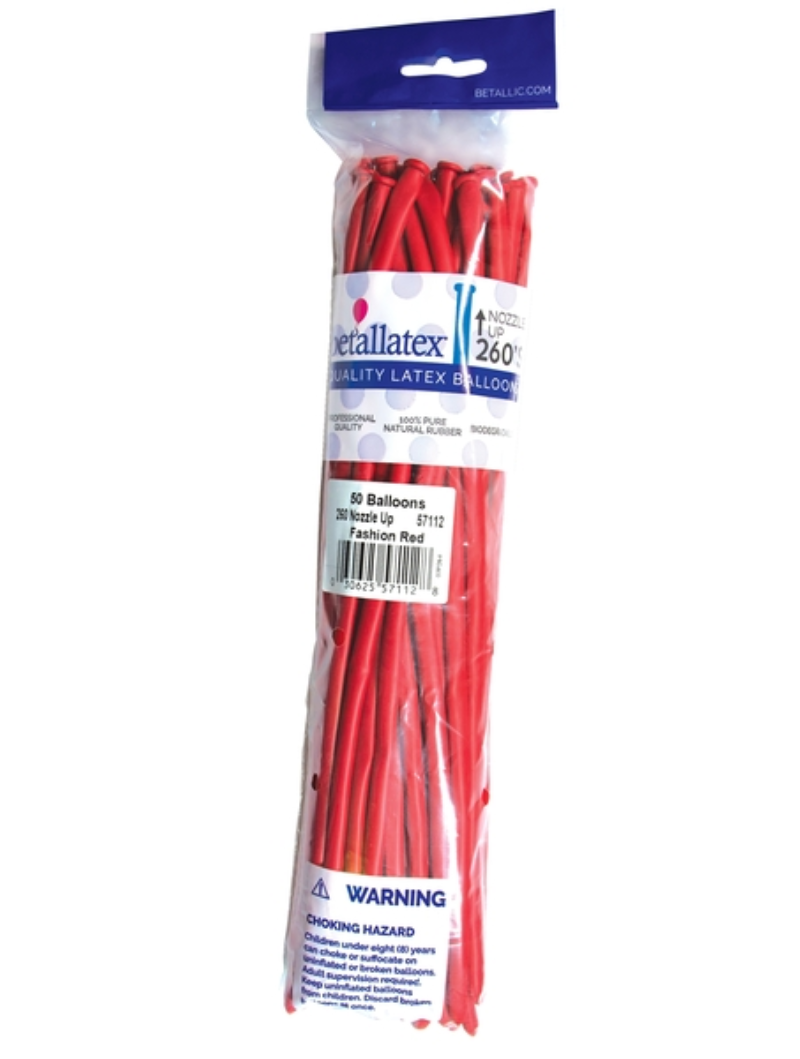 260 Nozzle Up Sempertex Fashion Red Twisting - Entertainer Latex Balloons | 50 Count