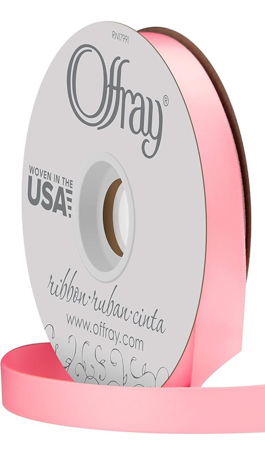 #5 Offray Single Face Satin Ribbon - 7/8" Wide, 100 Yards Long | 1 Spool