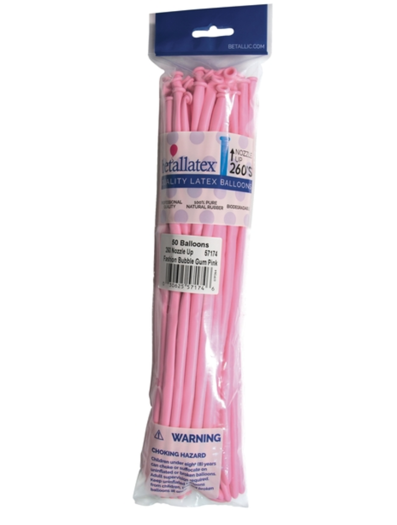 260 Nozzle Up Sempertex Fashion Bubble Gum Pink Twisting - Entertainer Latex Balloons | 50 Count