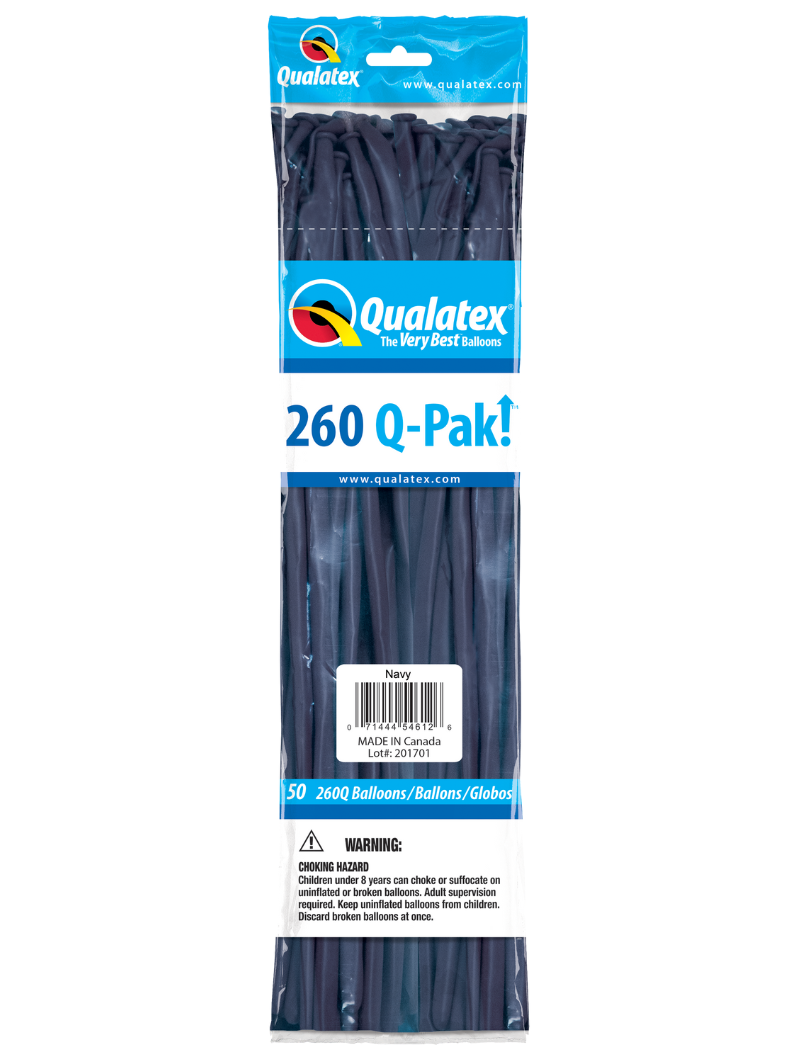260 Q-Pak  Qualatex Navy Twisting - Entertainer Latex Balloons | 50 Count