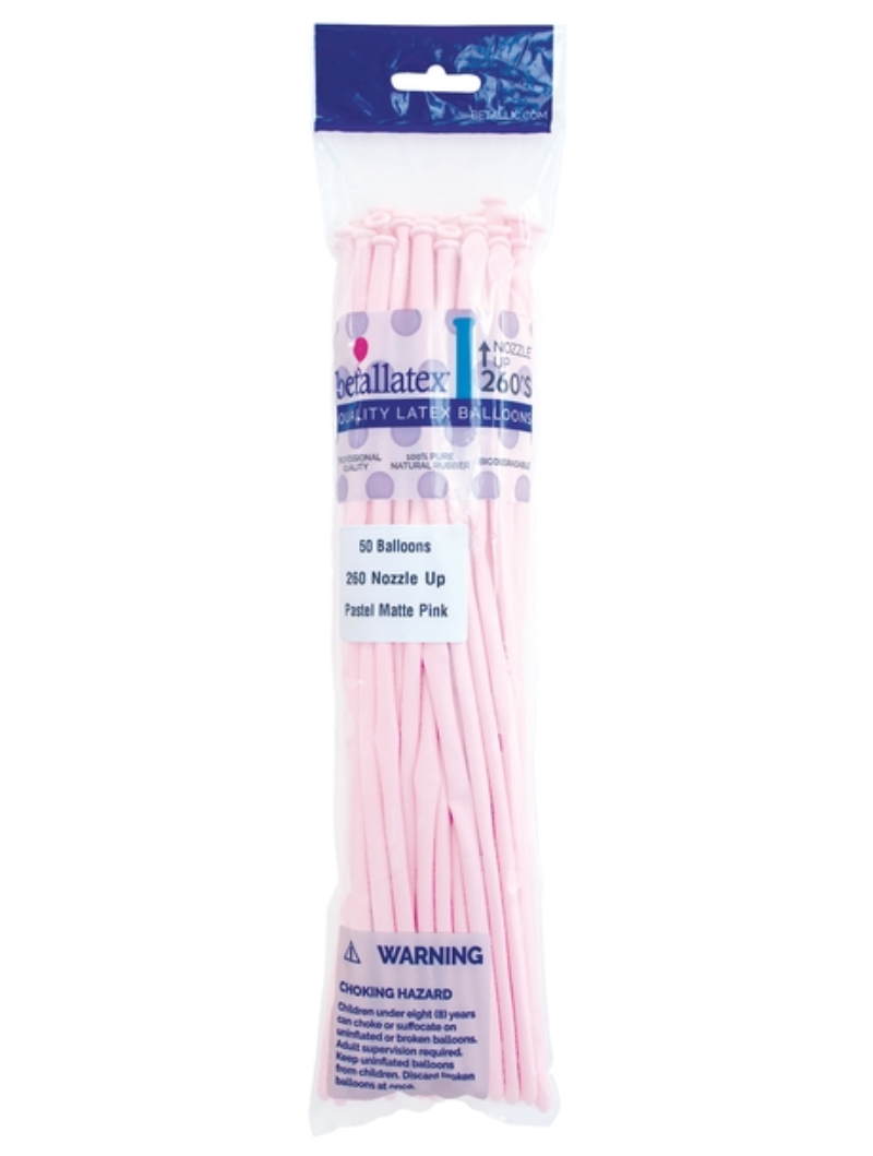 260 Nozzle Up Sempertex Pastel Matte Pink Twisting - Entertainer Latex Balloons | 50 Count
