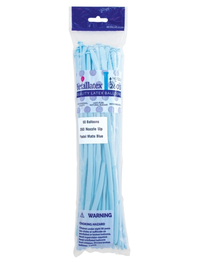 260 Nozzle Up Sempertex Pastel Matte Blue Twisting - Entertainer Latex Balloons | 50 Count