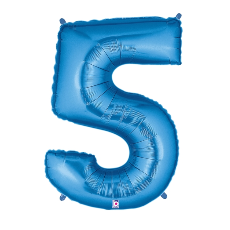 34" Betallic Blue Number Foil Balloon - Megaloons | Numbers 0 - 9